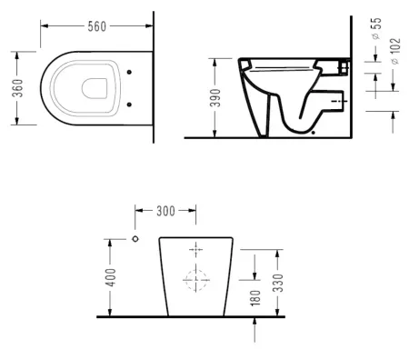 Унитаз приставной Serel Smart SM11SLBM с функцией биде, микролифт