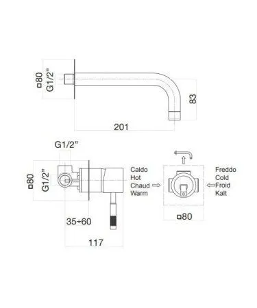Смеситель для раковины Webert Rimini RI830606010, золото