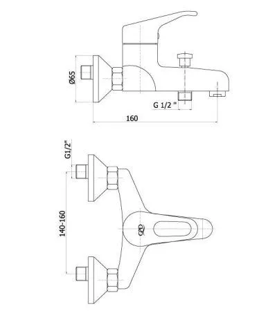 Смеситель GPD Kalipso MBB20 для ванны с душем