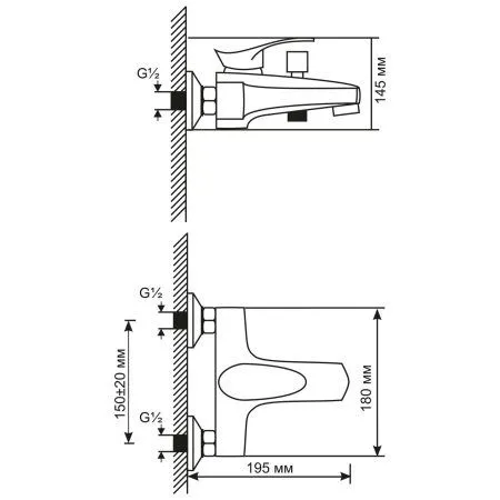 Смеситель для ванны MIXLINE ML03-01 (522141)