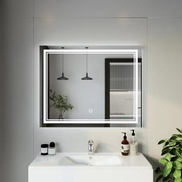 Зеркало Бриклаер Эстель-2 100 с подсветкой LED, сенсор на зеркале