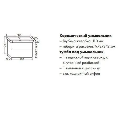 Тумба с раковиной Burgbad Iveo SFEN100F2834G0161C0001*1 100 фланелевый дубовый
