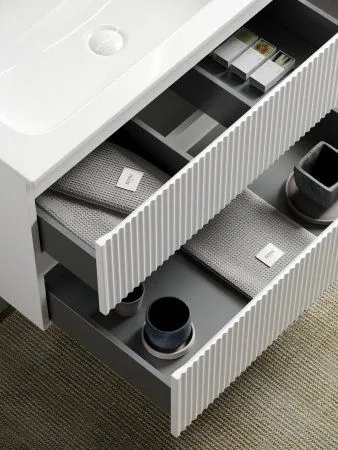 Тумба подвесная SANCOS Snob R 1195х445х500, c двумя ящиками оснащенными доводчиками, Bianco, SNR120W