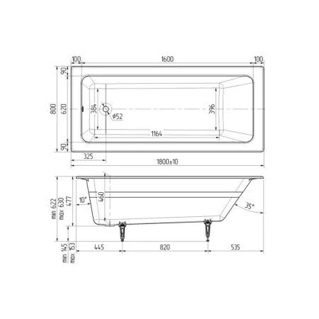 Чугунная ванна Wotte Line 180x80