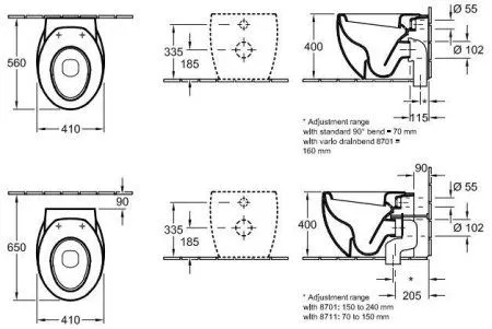 Унитаз приставной Villeroy & Boch Aveo 661310R1 alpin