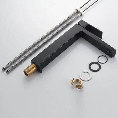 Смеситель для раковины однорычажный с гайкой Rose R1811H-1, Черный