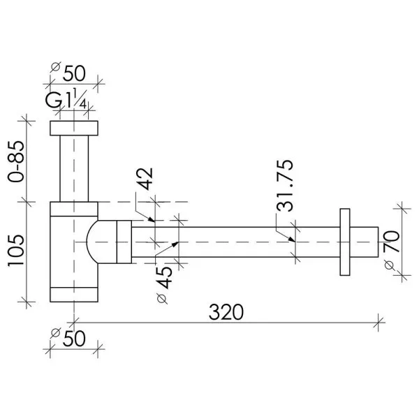 Сифон Ceramica Nova 70001CH для раковины, хром