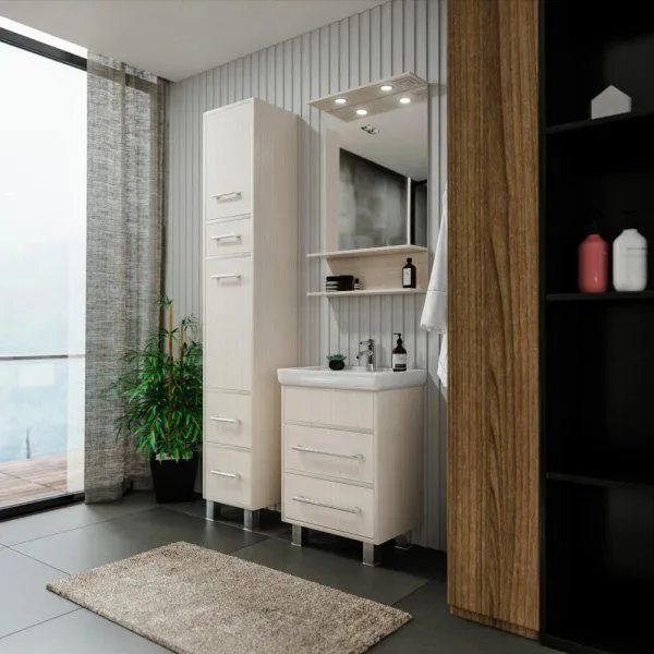 Тумба под раковину напольная Бриклаер ЧИЛИ светлая лиственница , 55 см