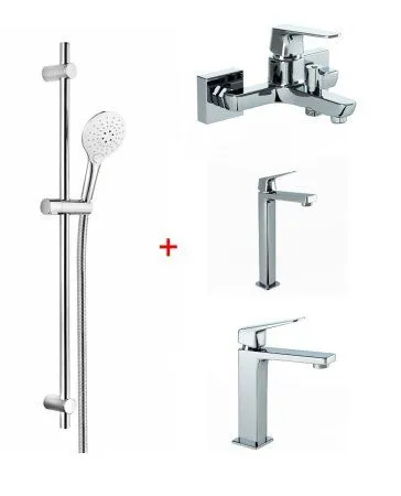 Комплект смесителя 4в1 Paini Bari RTSUCRNVSEYGT3YI4VXE1BIZR для раковины и ванны с душевым комплектом, хром
