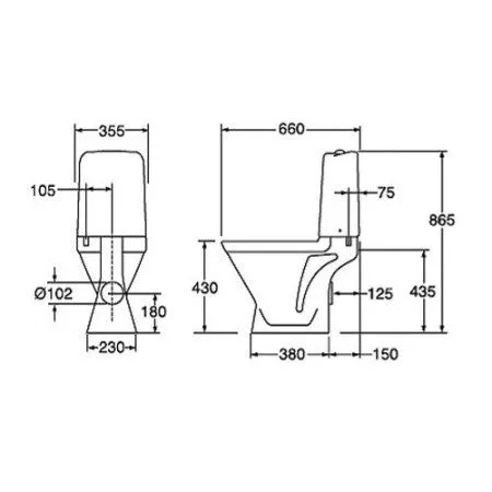 Унитаз-компакт Gustavsberg Nordic 3 3510 без сидения