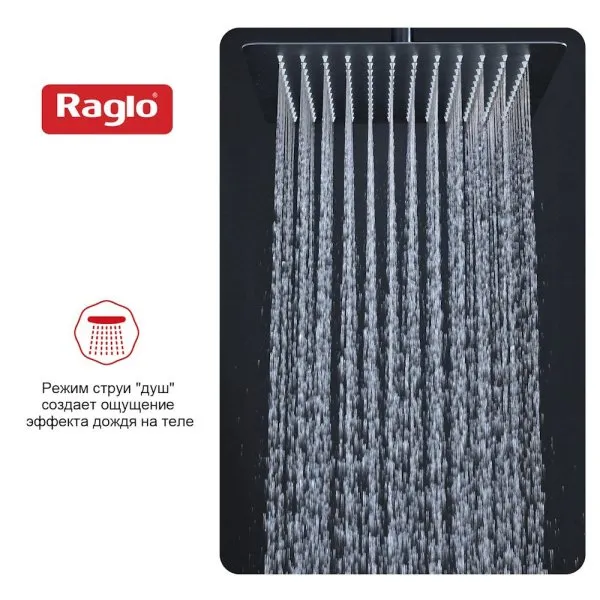 Тропический душ Raglo 300*300мм (нерж) черный (R451.55.06)
