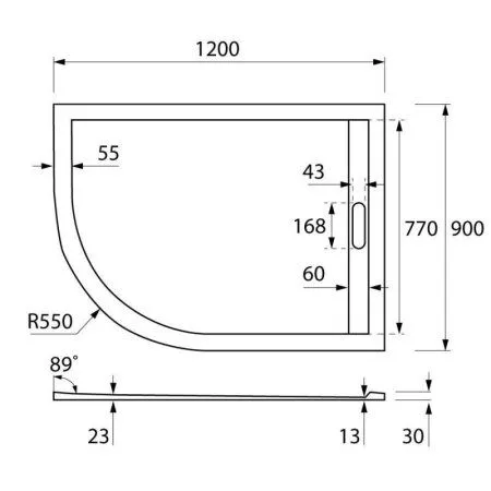 Панель для поддона Cezares TRAY-AS-RH-120/90-100-SCR-R