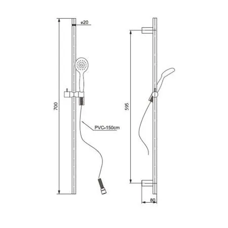 Комплект смесителя 2в1 Paini Angel ANBUCRFPSEYET3HF2VSI1BOTR для ванны с душевым комплектом, хром