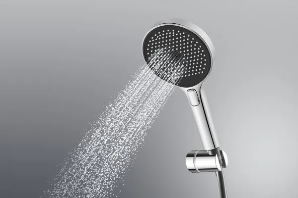 Душевая лейка SANCOS Nok round, кнопочное управление, диаметр 130 мм, 3 режима, цвет хром/черный матовый, арт SC6001CH-B