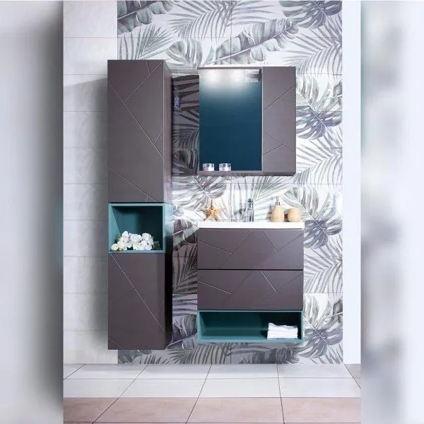 Зеркало Бриклаер КРИСТАЛЛ 40 см, ясень анкор темный