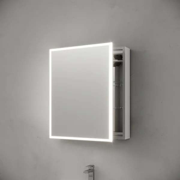 Зеркальный шкаф для ванной комнаты из алюминия SANCOS Evoke 600x700х136 мм, с LED подсветкой,  SC8060