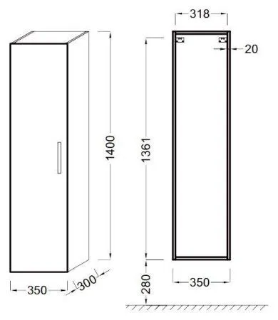 Шкаф-пенал Jacob Delafon Ola темный дуб - купить в Москве по низкой цене в интернет-магазине с доставкой по всей России | HITsant Шкаф-пенал Jacob Delafon Ola темный дуб