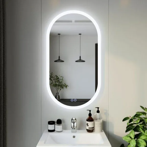 Зеркало Бриклаер Вега 55 овал, голосовое управление, сенсор на зеркале, подогрев