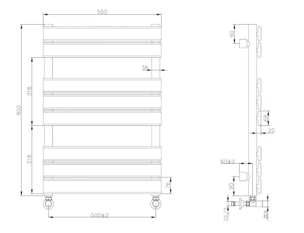 Полотенцесушитель водяной Boheme Venturo Matt White 720-MW 50*80 см белый матовый - купить в Москве по низкой цене в интернет-магазине с доставкой по всей России | HITsant Полотенцесушитель водяной Boheme Venturo Matt White 720-MW 50*80 см белый матовый