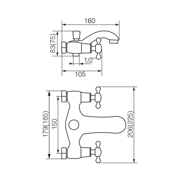 Смеситель для ванны с ручным душем, хром Veragio AGATHA VR.AGT-3702.CR
