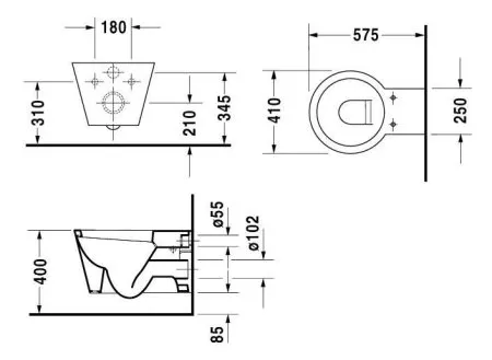 Унитаз подвесной Duravit Starck 1 02330900641-WG