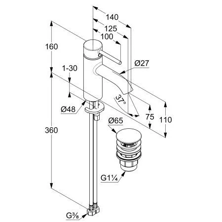 Смеситель для раковины Kludi BOZZ 382660576 хром