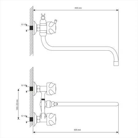 Смеситель для ванны и умывальника MIXLINE ML01-02 (522119)