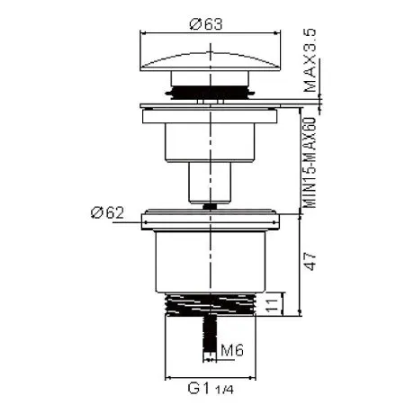 Донный клапан Rose RS31T оружейная сталь