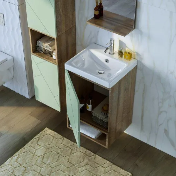 Тумба под раковину подвесная Бриклаер КРИСТАЛЛ фисташковый, 50 см