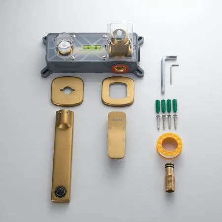 Смеситель для раковины однорычажный встроенный Shevanik S9941G, Золотой сатин