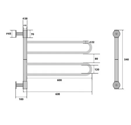 Полотенцесушитель электрический Energy U chrome G2 36W 54х63 хром