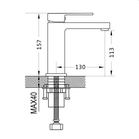Смеситель для раковины однорычажный с гайкой Shevanik S9601T, Оружейная сталь