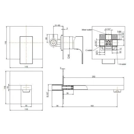 Смеситель для раковины Paini Grazia встраиваемый 21CR208