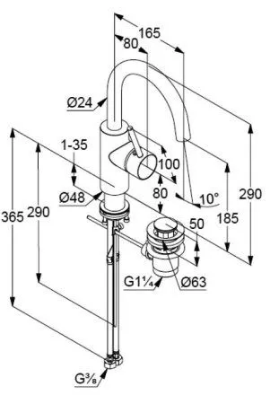 Смеситель для раковины Kludi BOZZ 380270576 хром