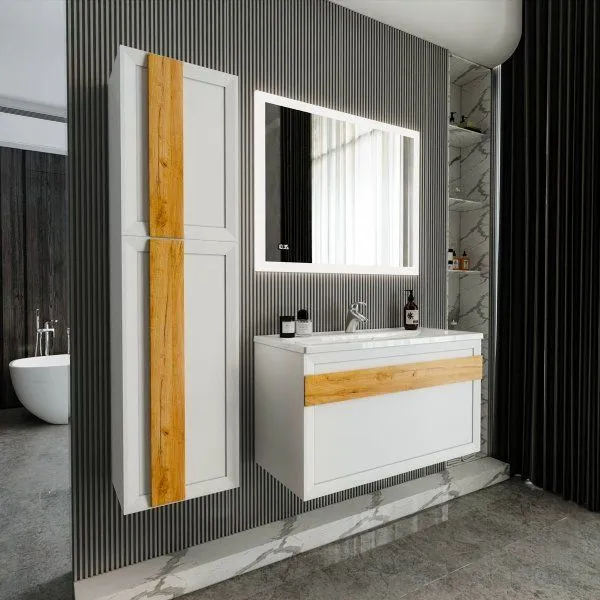 Тумба под раковину подвесная Бриклаер БЕРЛИН белый , 100 см