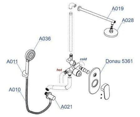 Встраиваемая душевая система WasserKRAFT A14028 хром