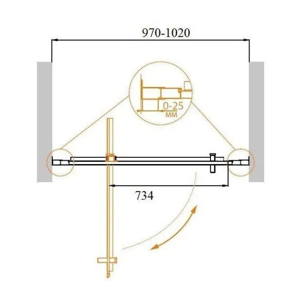 Душевая дверь в нишу Cezares Molveno MOLVENO-BA-1-100-C-Cr-IV хром
