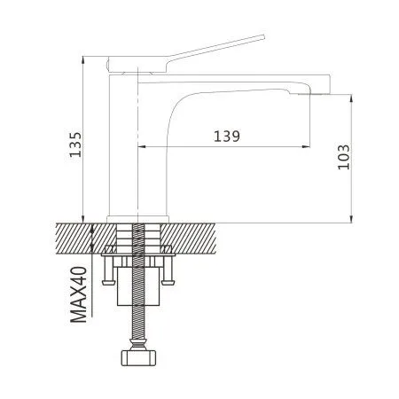 Смеситель для раковины однорычажный с гайкой Shevanik S6201H, Черный