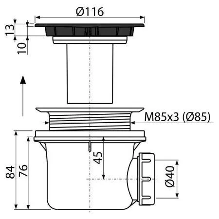 Сифон для поддона AlcaPlast A49BLACK  черный - купить в Москве по низкой цене в интернет-магазине с доставкой по всей России | HITsant Сифон для поддона AlcaPlast A49BLACK  черный