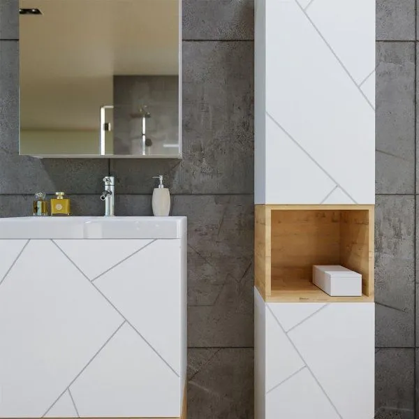 Тумба под раковину подвесная Бриклаер КРИСТАЛЛ белый, 50 см