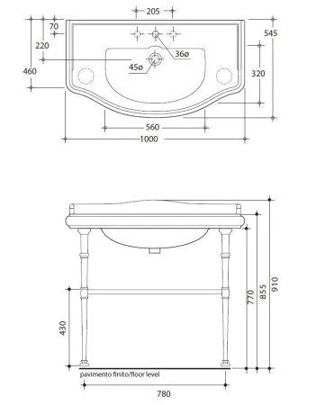 Консоль под раковину Kerasan Retro 730091 золото
