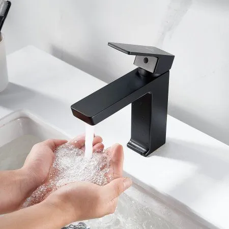 Смеситель для раковины однорычажный с гайкой Rose R1801H-1, Черный