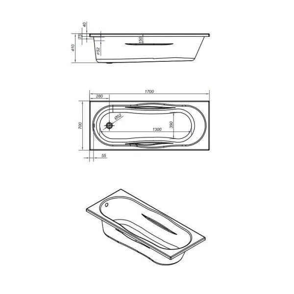 Акриловая ванна Cersanit Mito Green WP-MITO_GREEN*170 170х70