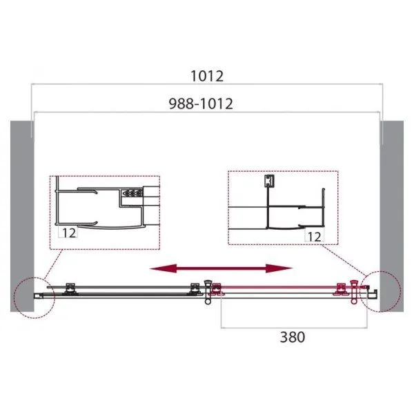 Душевая дверь в нишу BelBagno Uno UNO-195-BF-1-100-C-Cr 100 прозрачное стекло