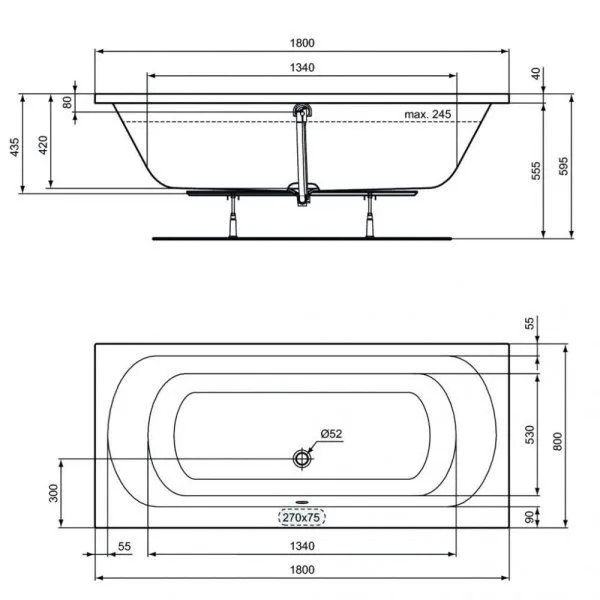 Акриловая ванна Ideal Standard Simplicity W004601 180x80