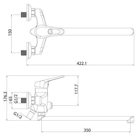 Смеситель для ванны Lemark Luna (LM4157C) - купить в Москве по низкой цене в интернет-магазине с доставкой по всей России | HITsant Смеситель для ванны Lemark Luna (LM4157C)