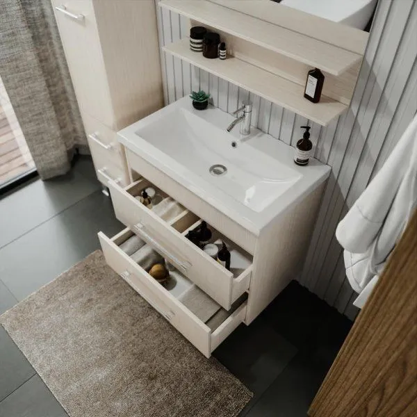 Тумба под раковину напольная Бриклаер ЧИЛИ светлая лиственница , 80 см