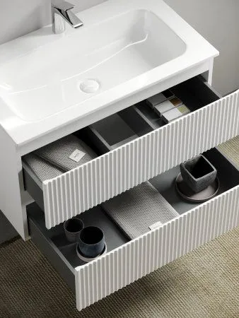 Тумба подвесная SANCOS Snob R 590х445х500, c двумя ящиками оснащенными доводчиками, Bianco, SNR60W