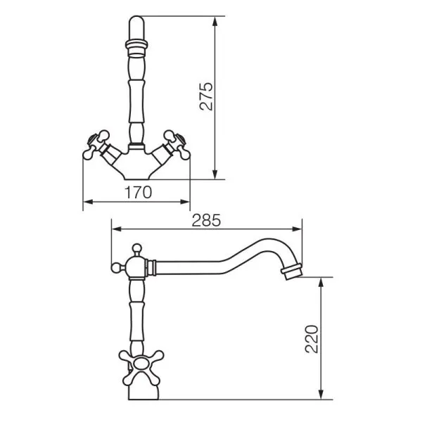 Смеситель для раковины, излив "змейка", хром Veragio AGATHA VR.AGT-3711.CR