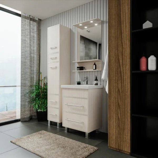 Тумба под раковину напольная Бриклаер ЧИЛИ светлая лиственница , 60 см